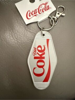 Coca Cola Diet Coke White and Red Key Fob with Clip